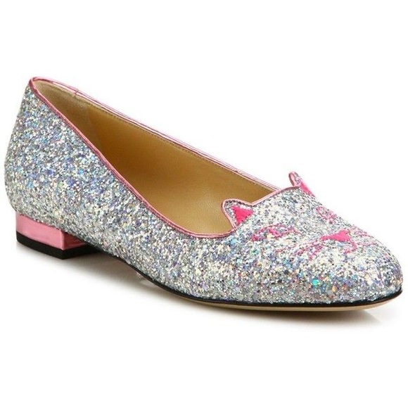 Charlotte Olympia Shoes - Charlotte Olympia glitter kitty flats